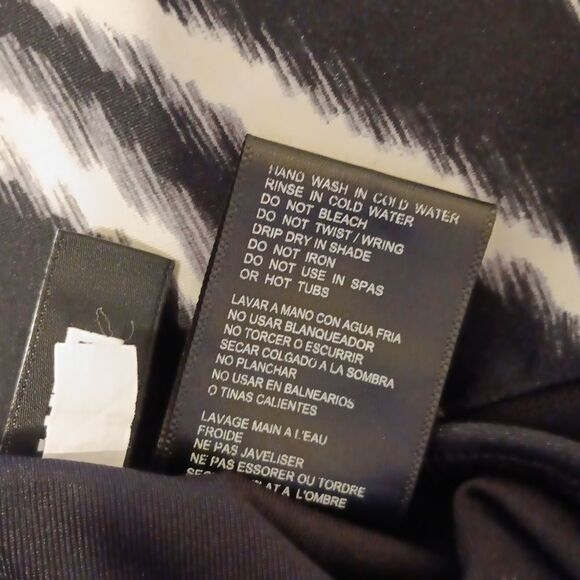 DKNY Black Nylon Spandex One Piece Swimsuit. Strapless. Illusion. - Picture 11 of 12